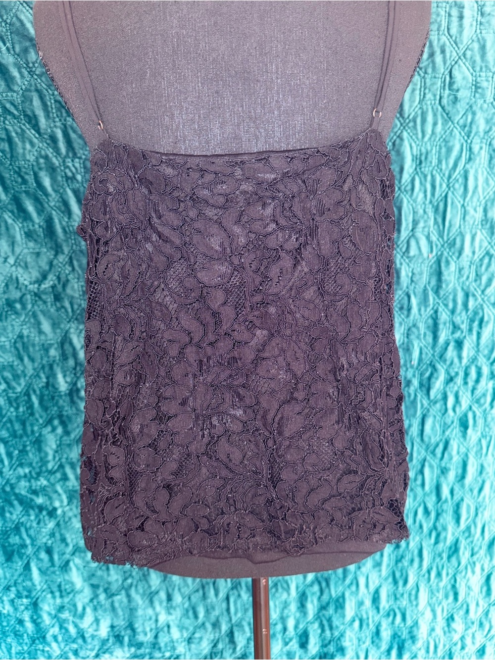 Lace Overlay Cami Tank Top - Black